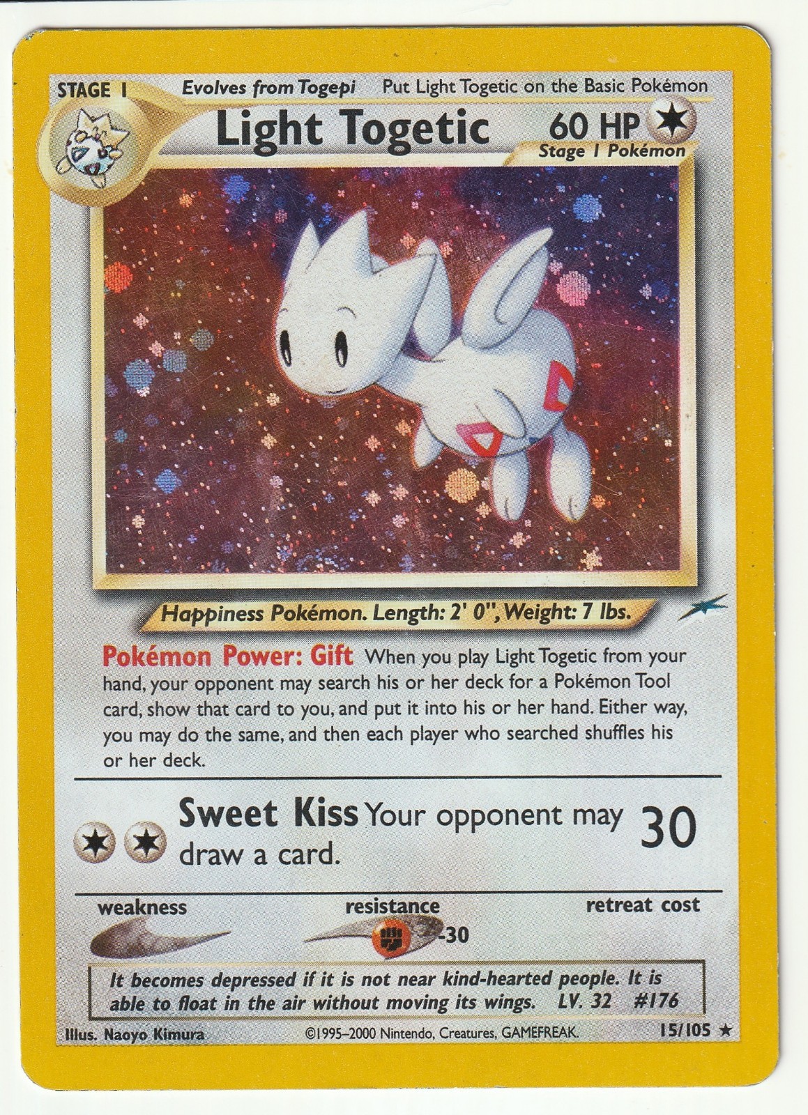 2002 Pokemon Light Togetic 15/105 Neo Destiny Holo Rare Unlimited LP