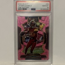 2025 Panini Select Jayden Daniels Pink Glitter Prizm #88 PSA 10 Commanders 1/15