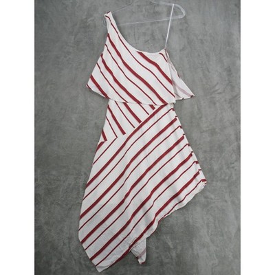 banana republic one shoulder striped dress Banana Republic Womens Blue Striped One Shoulder Ruffle Dress Size 12  Sheath