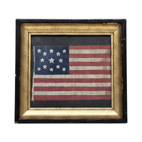 Vintage Framed 13-Star American Parade Flag