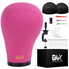 GEX 20-24 Canvas Cork Wig Block Mannequin Head for Wig Making Drying Styling ...