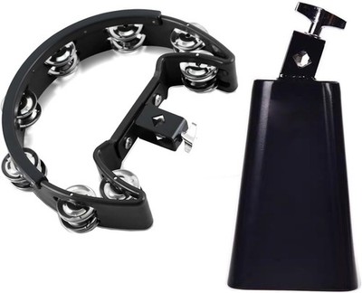 7in Cowbell and Tambourine Kit Drum Set Black