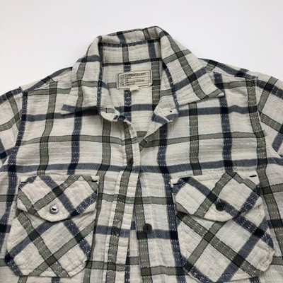 Current/Elliott 0 Women's Button Long Sleeve Textured Check Plaid Shirt
