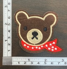 Brown Teddy Bear With Red Bandana Embroidered Iron On Patch