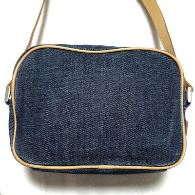 BURBERRY BLUE LABEL Denim Nova Check Camera Shoulder Bag Leather