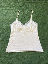Vintage Women  s Fairy Cottage Coquette Dainty Satin Slip Lace Cami Tank Top M