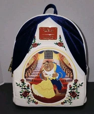 Loungefly Disney Beauty and the Beast Belle & Beast Velvet Mini Backpack ~NWT