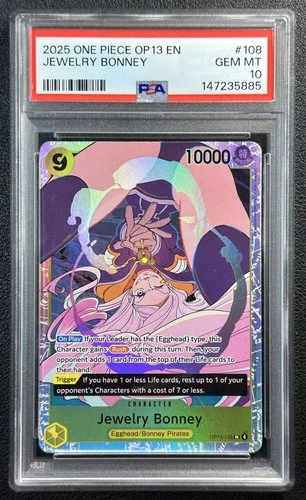 JEWELRY BONNEY PSA 10 2025 ONE PIECE OP13 EN #OP13-108 SUPER RARE GEM MINT 5885