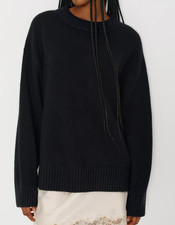 Reformation Cove Oversized Cashmere Sweater size L Large Black soft 23x19