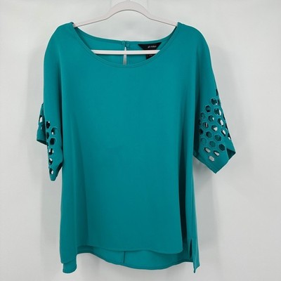 Ali Miles Womens Honeycomb Laser Cut Sleeve Top Sz M Professional Modest Summer