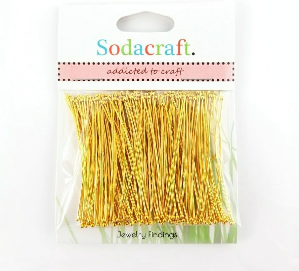 200pc Gold Solid Brass Ball Head Pins 50mm 22 Gauge Jewelry Making Hypoallergeni