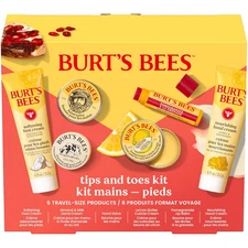 Burt's Bees Christmas Gifts - Tips and Toes Kit, 6 Travel Size Products for Stoc