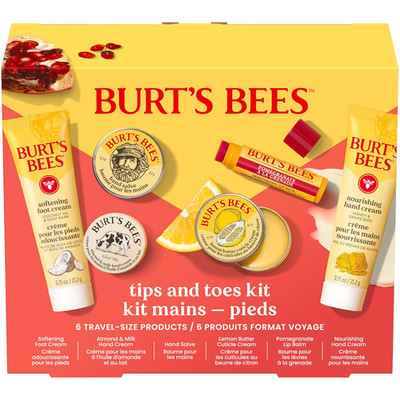 Burt's Bees Christmas Gifts - Tips and Toes Kit, 6 Travel Size Products for Stoc