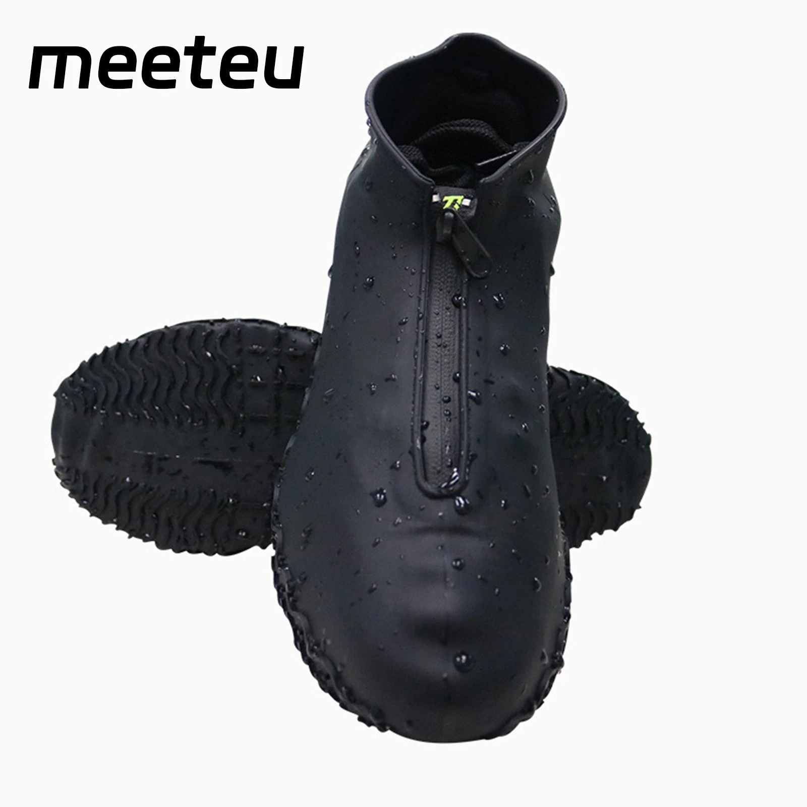 meeteu Boots Mens Blizzard Ankle Zip Waterproof Rubber Rain Black Large Footwear