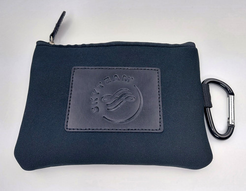 SkyTeam Logo 7" x 5" Small Black Bag Pouch with Zipper and Harbinger - Strong
