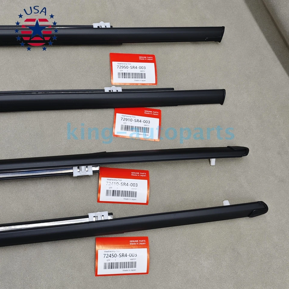 New !Outer Weatherstrip Door Belt Rubber Set For Honda Civic 4D Sedan 1992-1995 Foto 2 de 4