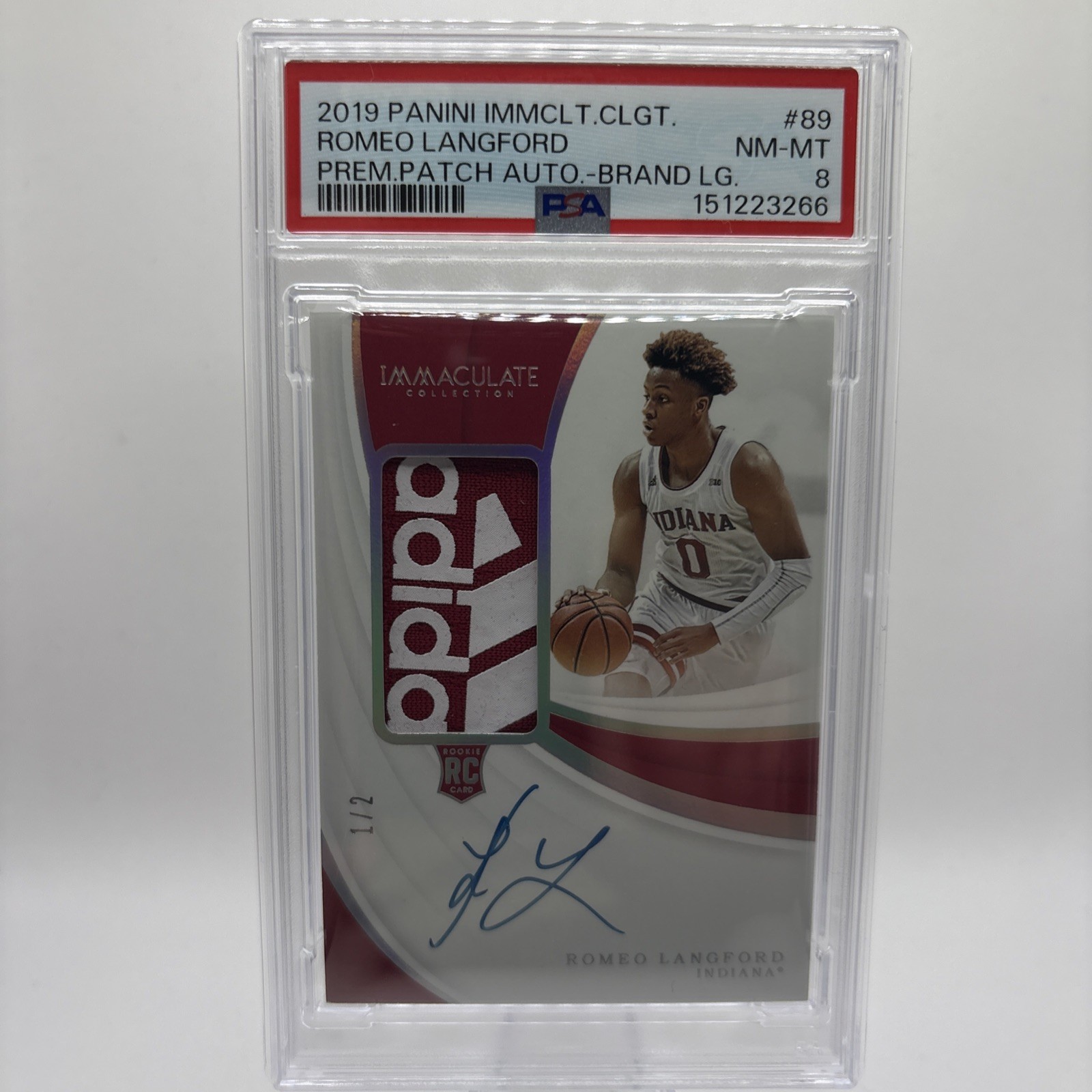 2019/20 Panini Immaculate Romeo Langford RPA /2 “Adidas” Patch RC Auto Hoosiers
