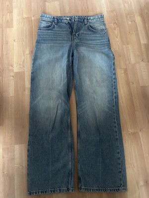 Bershka Damen Jeans blau 40/78 Gerades Bein Five-Pocket-Style Denim