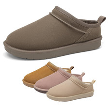 Women  s Genuine Suede Mules Warm Faux Fur Lined Slippers Indoor Outdoor Clogs
