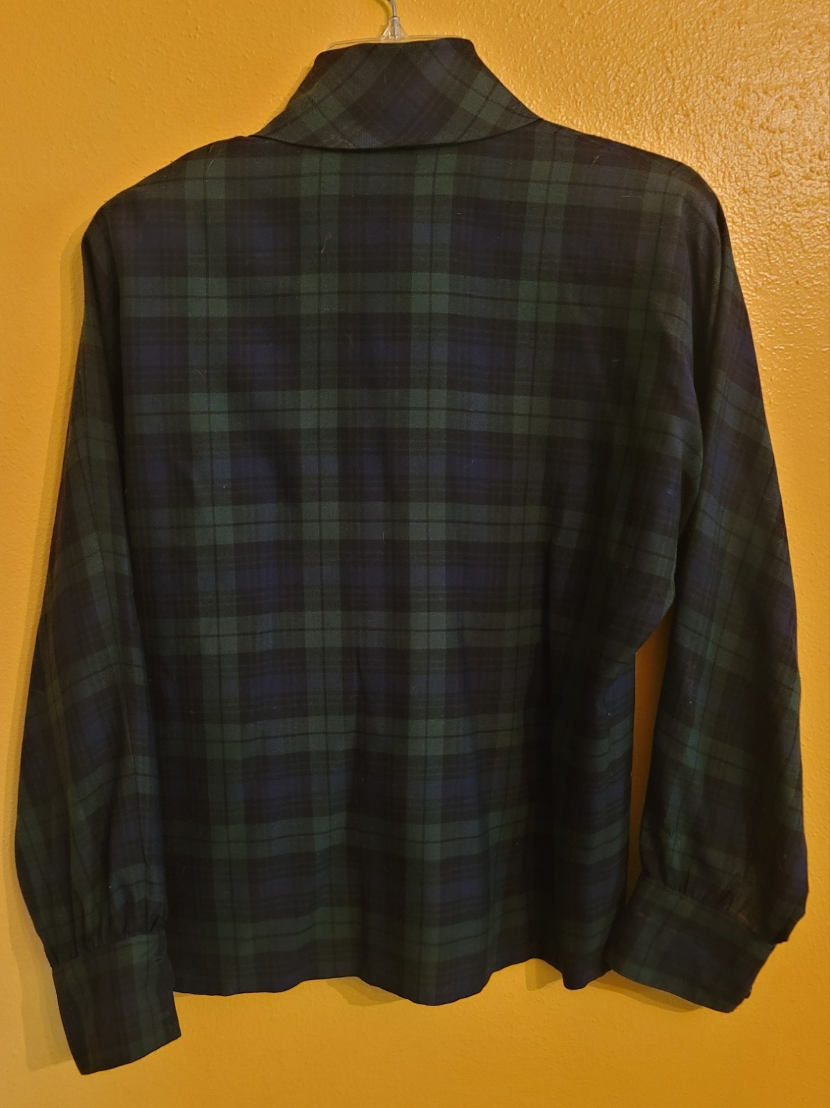 Vintage Guy Laroche Navy Plaid Blouse EU34 US 2-4 Made In France Wool Blend EUC