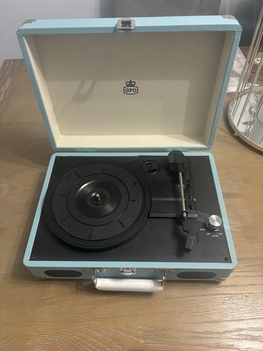 GPO Record Player Retro Blue Suitcase With Speakers And Power Cable, No Box - Picture 2 of 4
