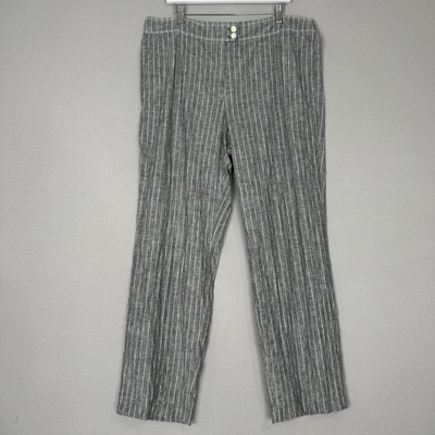 Gerry Weber Womens Pants 18 Blue 100% Linen Striped Trouser Beachy Nautical