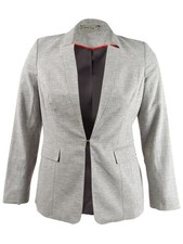 Calvin Klein Women's Linen-Blend Blazer 12, Oatmeal 