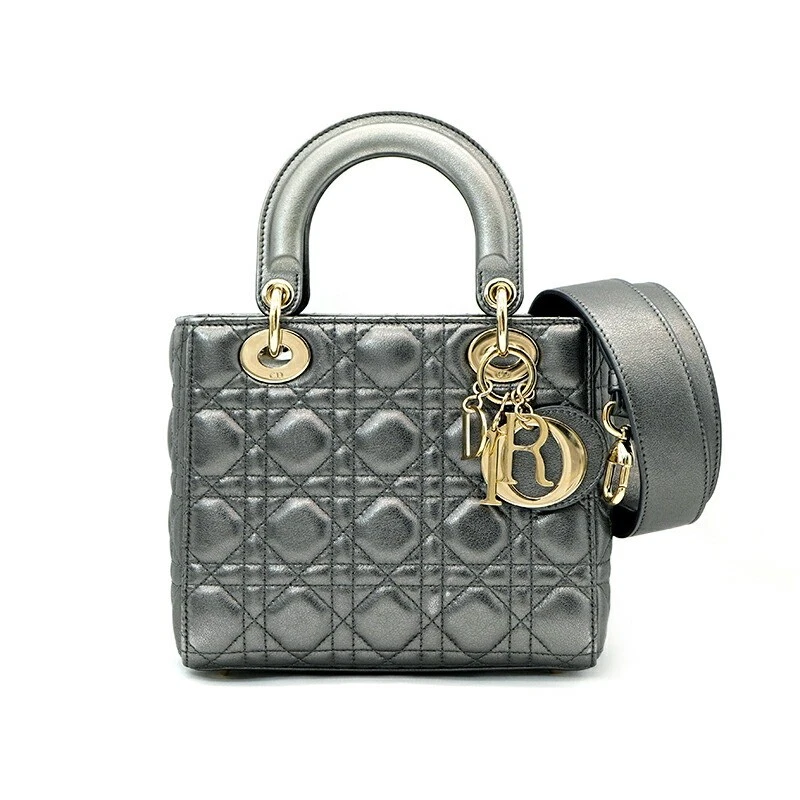 Christian Dior mini fourre tout en cuir pour femme sac à main 2 voies logo canage argenté charme kg