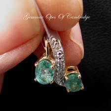 New 9ct Gold Emerald and Diamond Twin Drop Pendant 15mm Hallmarked 1.18g