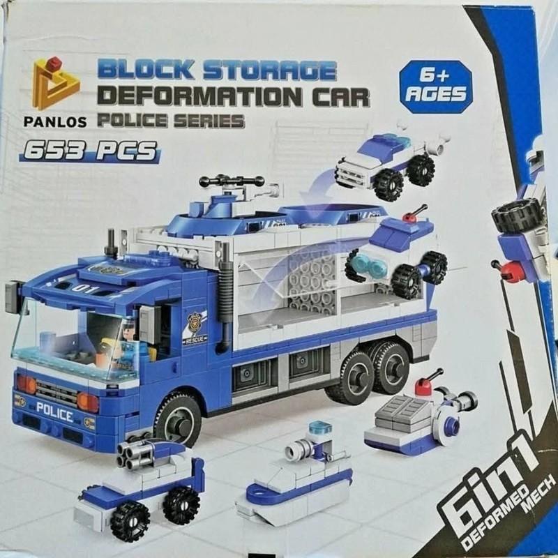 Police Truck Robot Building Kit New 653 Piece Deformation Car Police Series