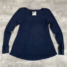 vintage y2k OLD NAVY MATERNITY thermal babydoll long sleeve top blouse S blue