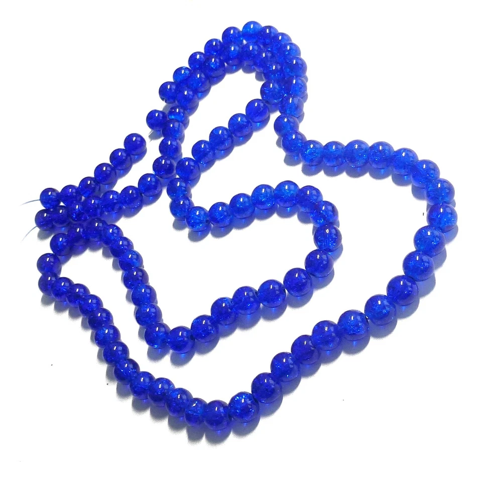 Glasperlen Crackle rund 8 mm blau ca. 105 Perlen Spacer nenad-design - Bild 2 von 4