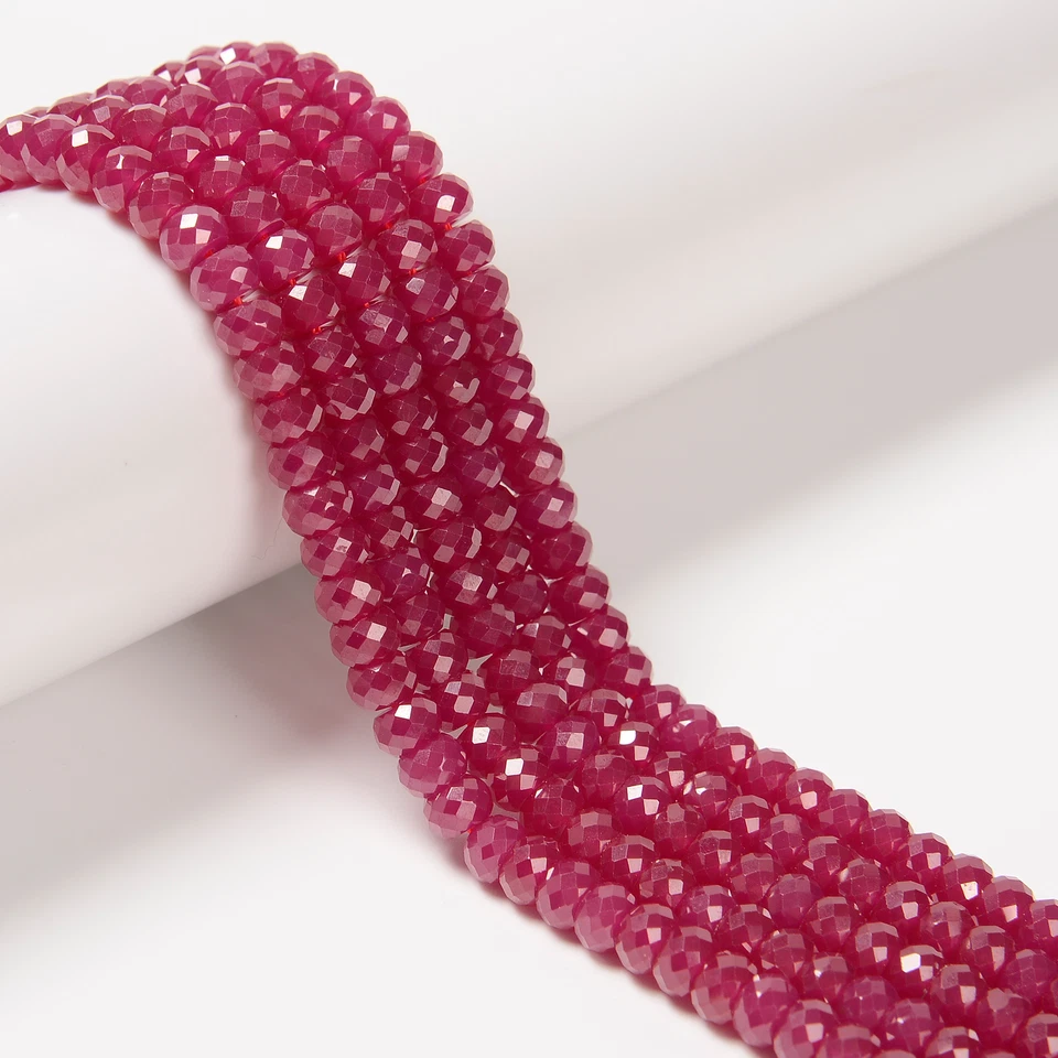 Natural Ruby Faceted Rondelle Beads Size 3x5mm 4x6mm 15.5'' Strand - Image 2 of 3