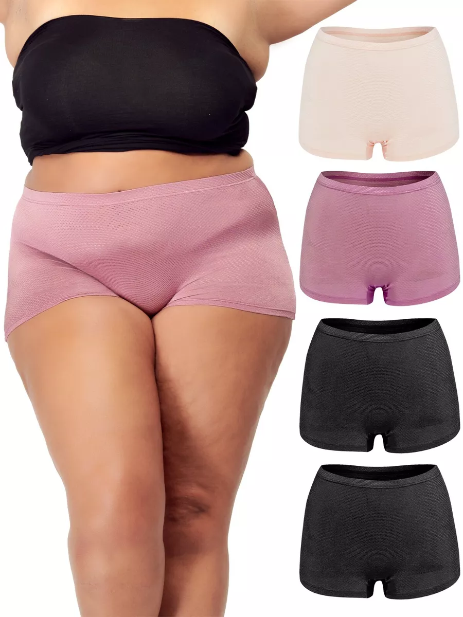 B2BODY Women's Breathable Boyshort Brief Panties Small to Plus Size 4 Pack