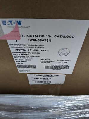 New Eaton 0.75kVA Buck Boost 240x480 Pri 24/48 Sec Transformer ...