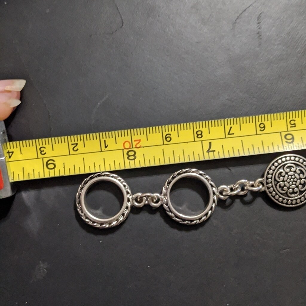 Silver Tone Mandala Round Disc Statement Bracelet - image 8