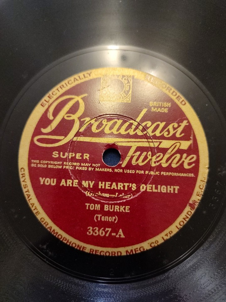 1933 Tom Burke You Are My Heart's Delight / Trees 10" Shellac Record UK