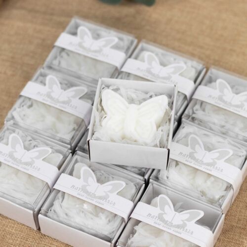 10 WHITE Butterfly Unscented SOAP Party Favors Gift Boxes Events Decorations - Picture 3 of 8