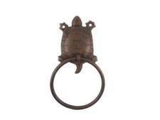 Pack Of 2 Rustic Copper Cast Iron Decorative Turtle Towel Holder 8""