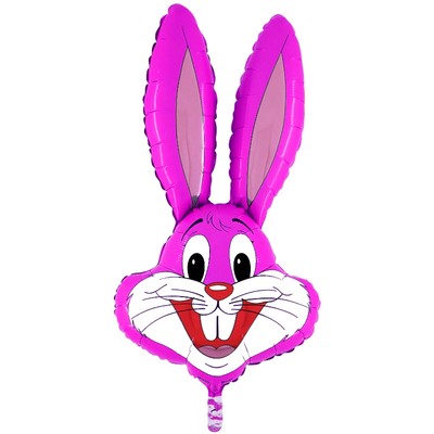 bunny head balloon foil air 36cm easter pink