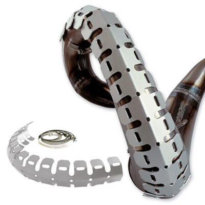 NEU 2-TAKT AUSPUFFSCHUTZSCHILD OFFROAD MOTOCROSS ENDURO SILBER
