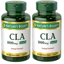 NATURE'S BOUNTY TWIN PACK! CLA Toning Formula - 1000 Mg - 100 Softgels! - NEW!