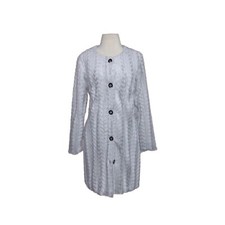 Fever Y2k Faux Fur Teddy Gray Chevron Coat Jacket Size Medium