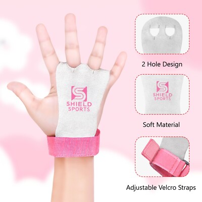 Kinder Leder Griffe Handschutz Handschuhe Klimmzug Gymnastik Handflächenschutz mit Rosa