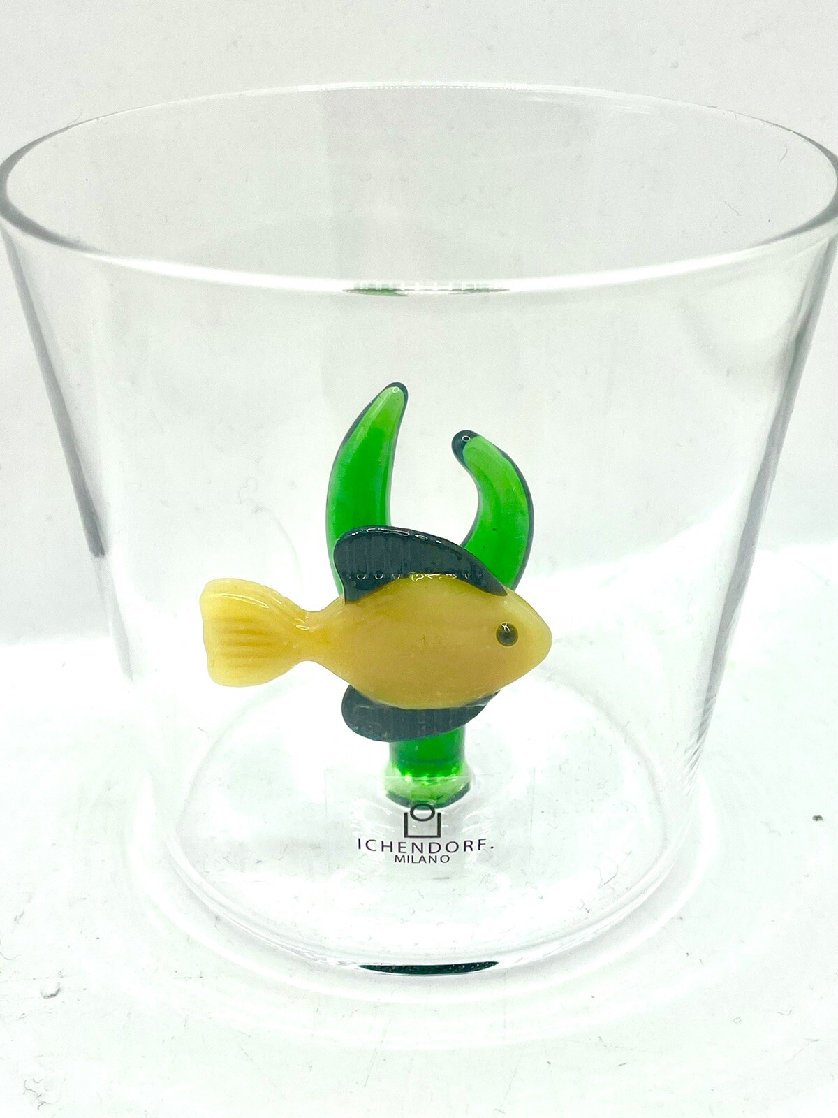 Ichendorf Milano Tumbler „Marine Garden“ – Handgefertigt Aus Borosilikatglas Mit Gelbem Fisch & Algen-Design