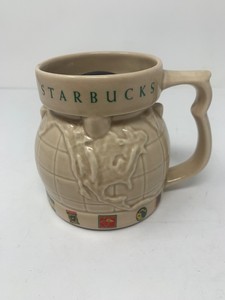 Vtg Starbucks World Globe 3d No Slip Wide Base Chubby Travel Coffee Mug Lid 005 Ebay