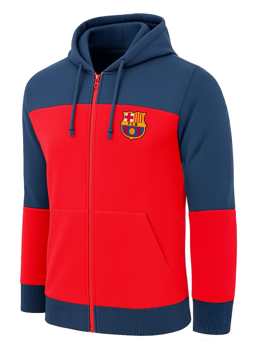 Icon Sports FC Barcelona Full Zip Hoodie Jacket Soccer Poly Red