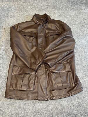 Joseph Homme Men's Leather Jacket Size 40 Brown Lined  Mock Neck Full Zip 