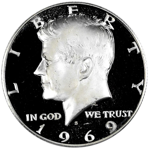 1969 S Proof Ultra Cameo Obverse Kennedy Half Dollar 40% Silver Uncirculated