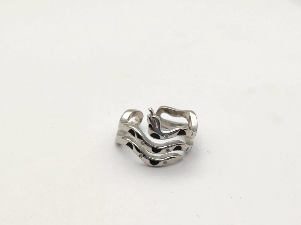 Anello donna  argento 925 fascia serpente zirconi  - Immagine 2 di 4